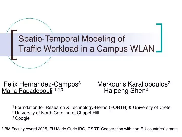 spatio temporal modeling of traffic workload in a campus wlan