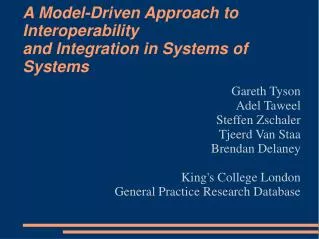 A Model-Driven Approach to Interoperability and Integration in Systems of Systems
