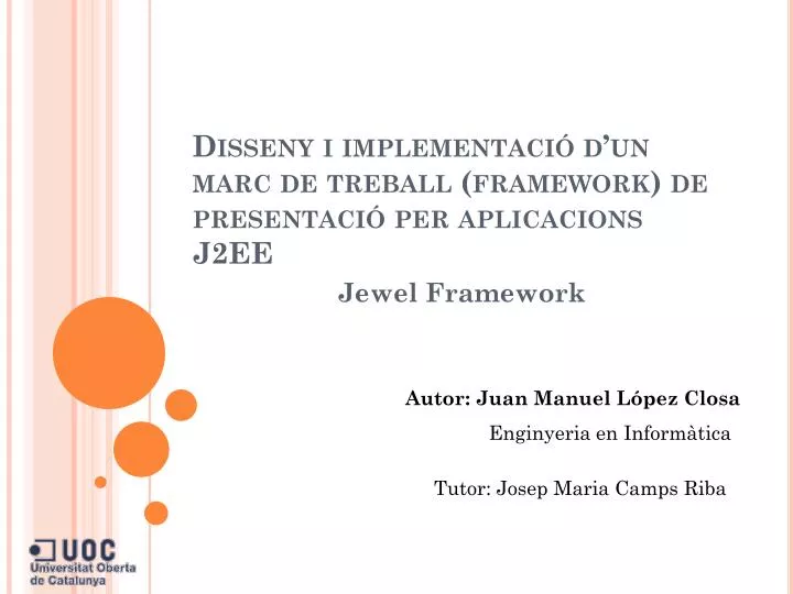 disseny i implementaci d un marc de treball framework de presentaci per aplicacions j2ee