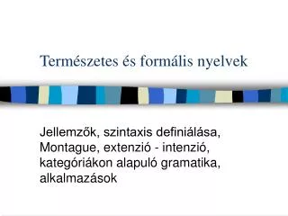 term szetes s form lis nyelvek
