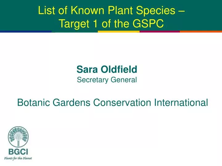 list of known plant species target 1 of the gspc