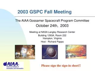 2003 GSPC Fall Meeting