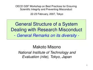 Makoto Misono National Institute of Technology and Evaluation (nite), Tokyo, Japan