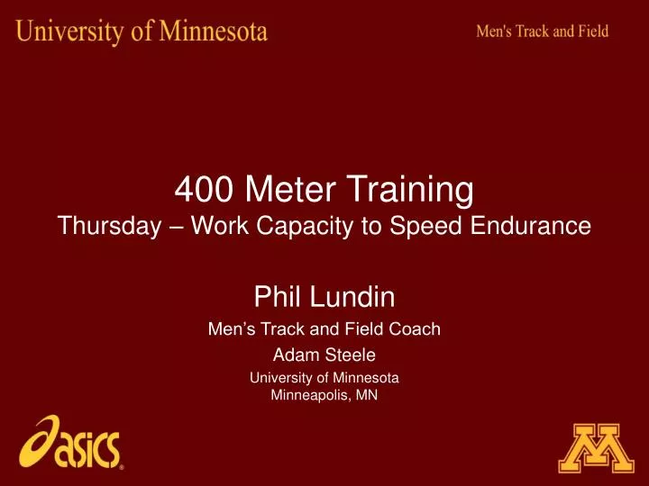 400 meter training thursday work capacity to speed endurance