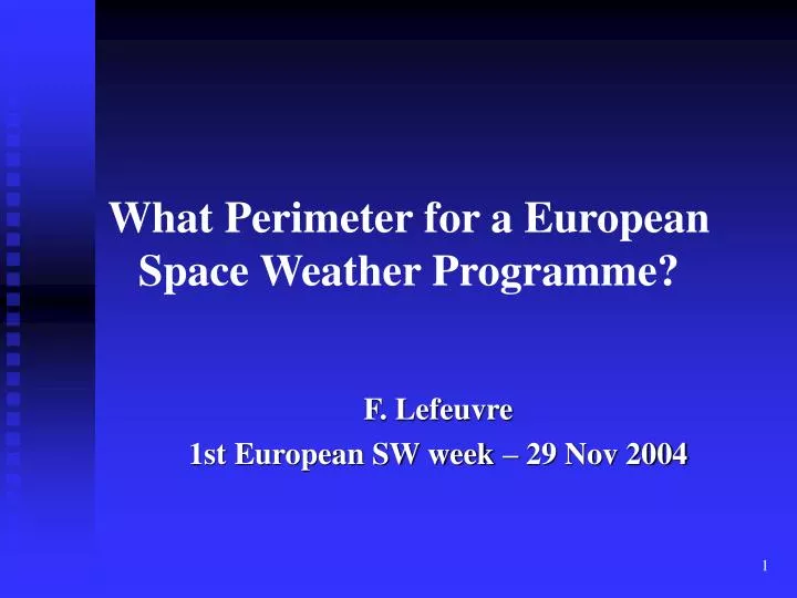 what perimeter for a european space weather programme
