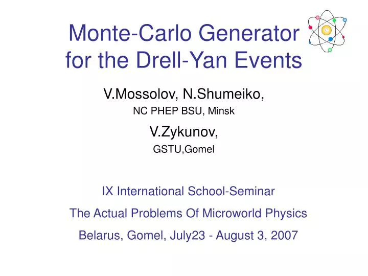 monte carlo generator for the drell yan events