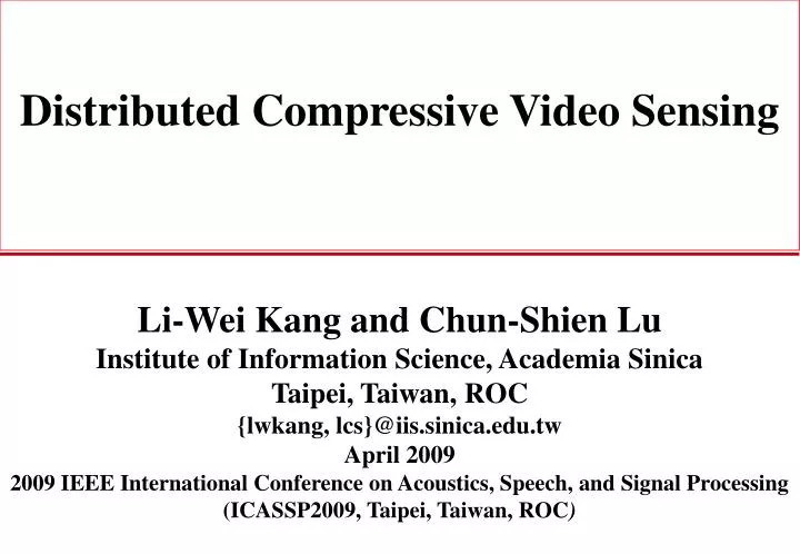 distributed compressive video sensing