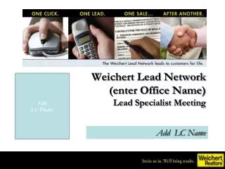 Weichert Lead Network (enter Office Name) Lead Specialist Meeting