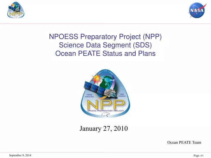 npoess preparatory project npp science data segment sds ocean peate status and plans