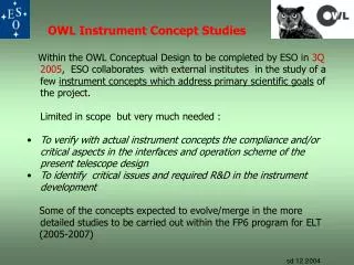 OWL Instrument Concept Studies