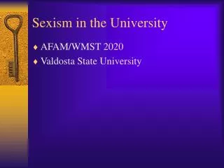 Sexism in the University