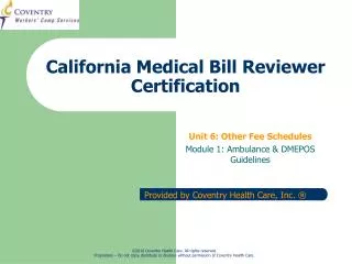 California Medical Bill Reviewer Certification