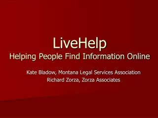 LiveHelp Helping People Find Information Online