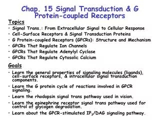 Chap. 15 Signal Transduction &amp; G Protein-coupled Receptors