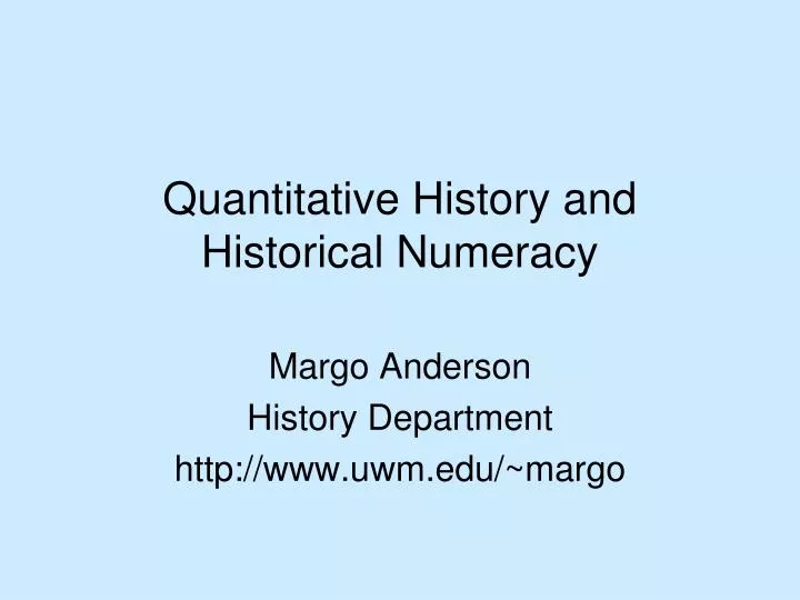 quantitative history and historical numeracy
