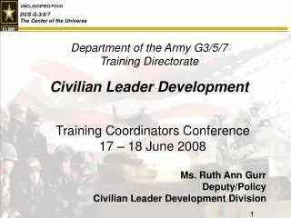 Department of the Army G3/5/7 Training Directorate Civilian Leader Development