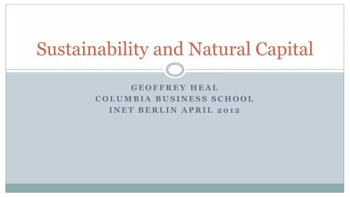 sustainability and natural capital