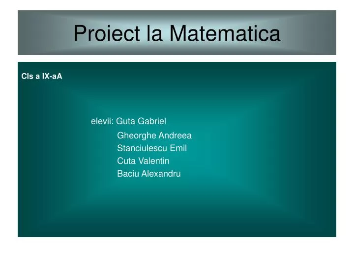 proiect la matematica