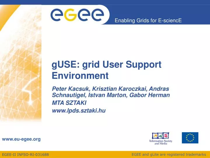 guse grid user support environment