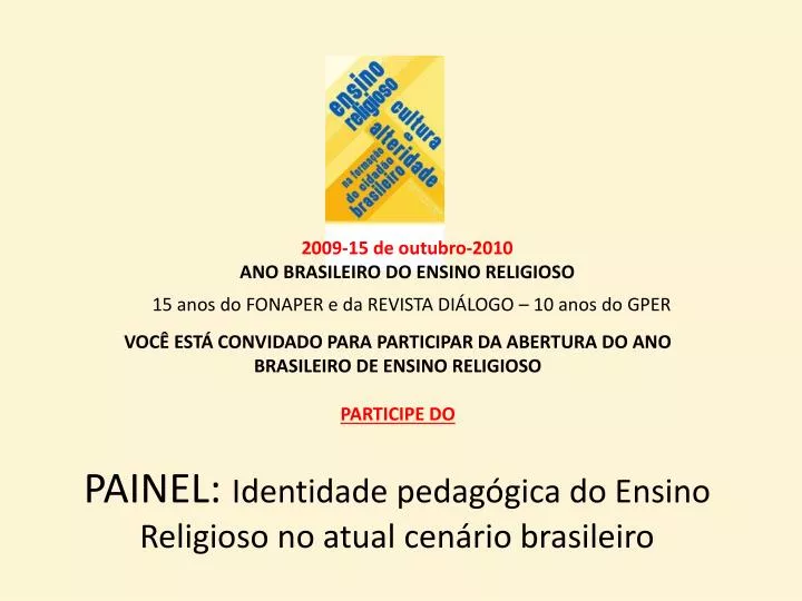 painel identidade pedag gica do ensino religioso no atual cen rio brasileiro