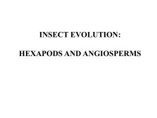 INSECT EVOLUTION: HEXAPODS AND ANGIOSPERMS