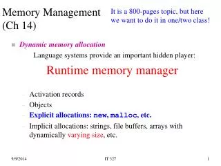 Memory Management (Ch 14)