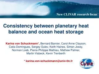 Consistency between planetary heat balance and ocean heat storage