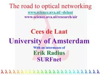 The road to optical networking science.uva.nl/~delaat science.uva.nl/research/air