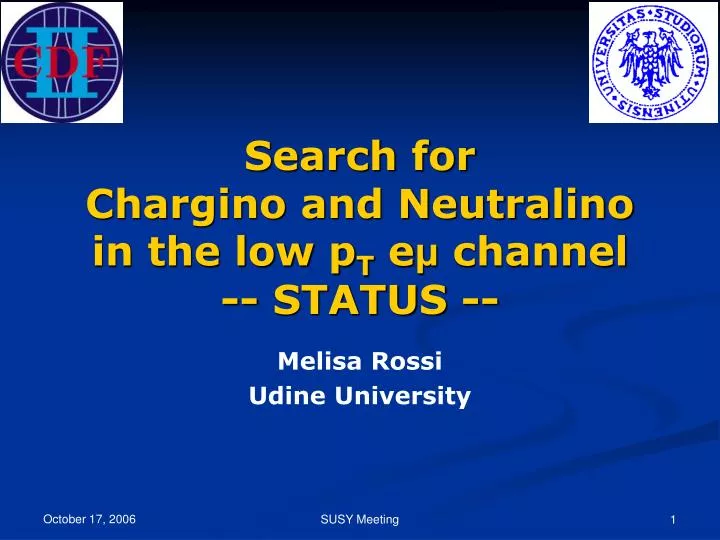 search for chargino and neutralino in the low p t e channel status