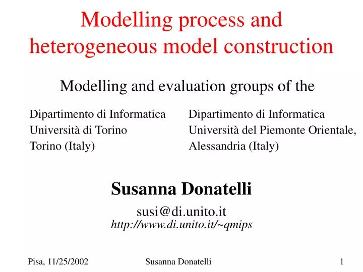 modelling process and heterogeneous model construction