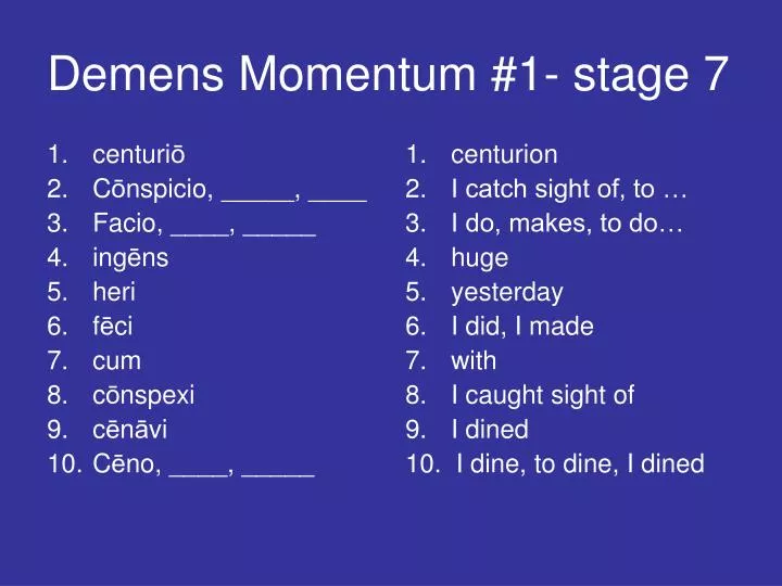 demens momentum 1 stage 7