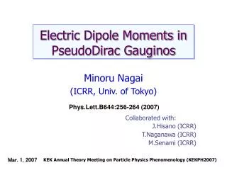 Electric Dipole Moments in PseudoDirac Gauginos