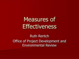 Measures of Effectiveness