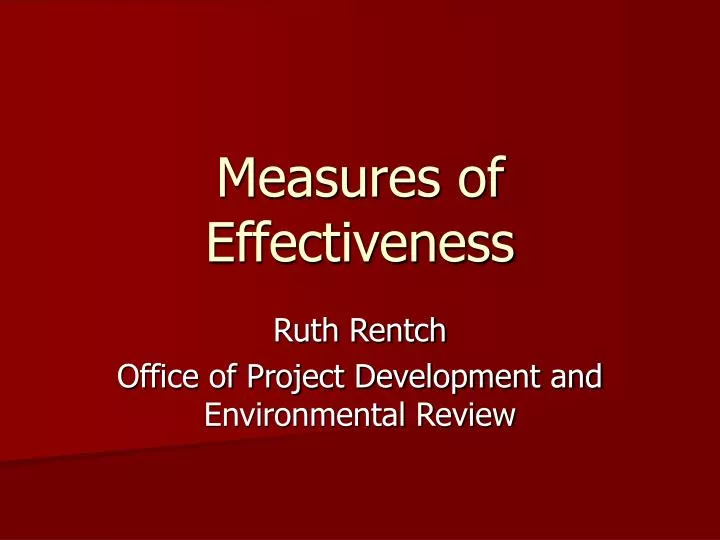 measures of effectiveness