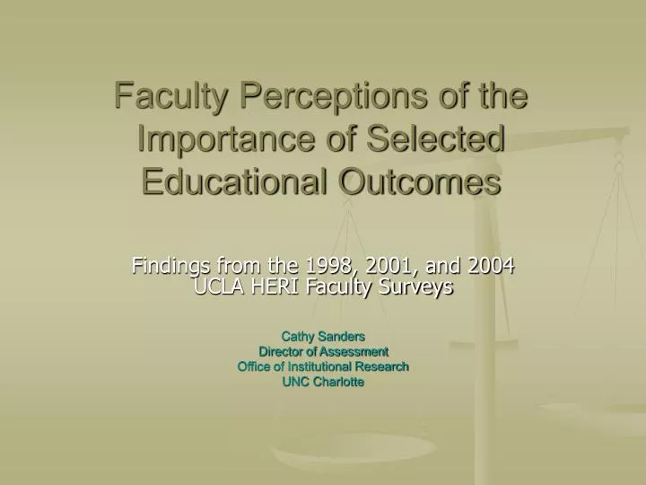 faculty perceptions of the importance of selected educational outcomes