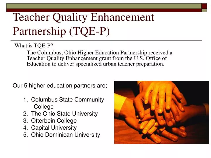 teacher quality enhancement partnership tqe p