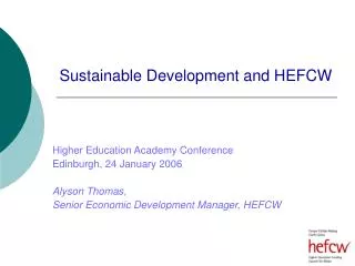 Sustainable Development and HEFCW