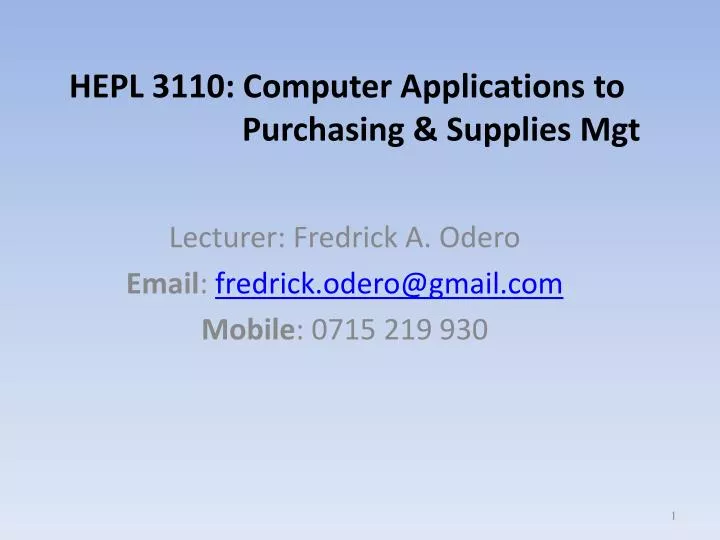hepl 3110 computer applications to purchasing supplies mgt