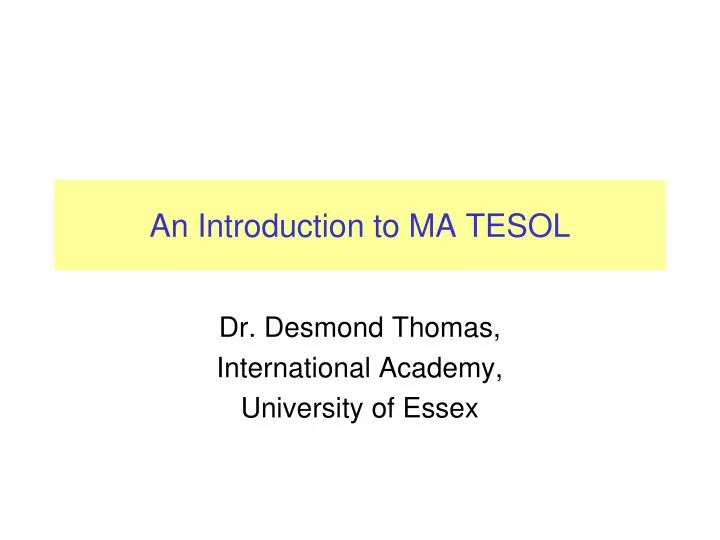 an introduction to ma tesol
