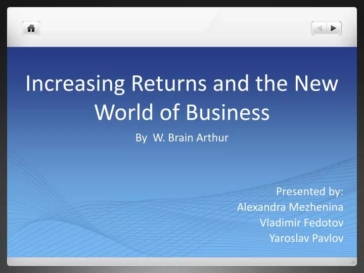 increasing returns and the new world of business