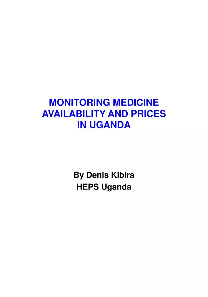 monitoring medicine availability and prices in uganda