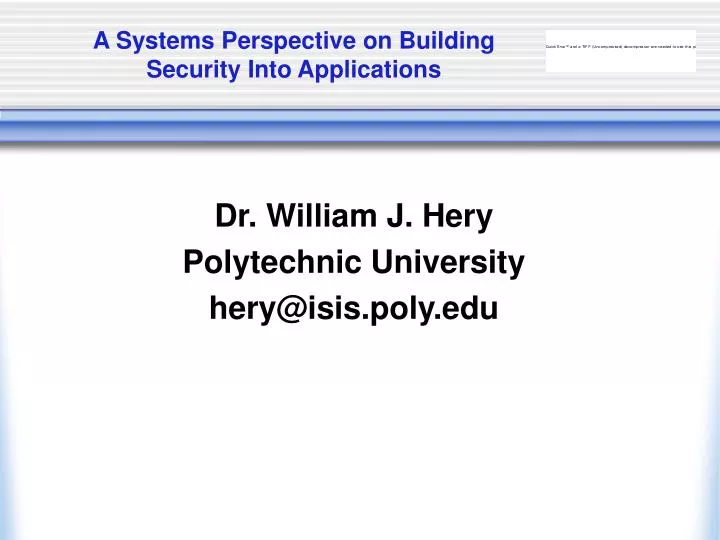 a systems perspective on building security into applications