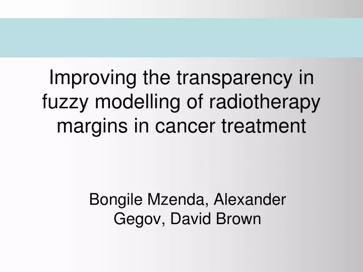 improving the transparency in fuzzy modelling of radiotherapy margins in cancer treatment