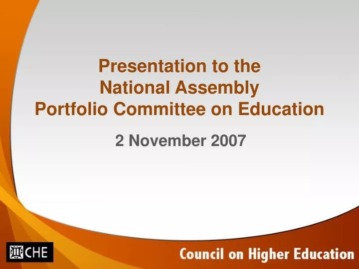presentation to the national assembly portfolio committee on education