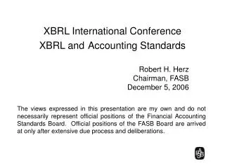 XBRL International Conference XBRL and Accounting Standards