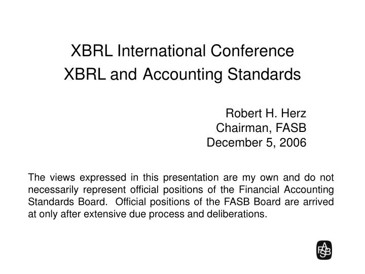 xbrl international conference xbrl and accounting standards