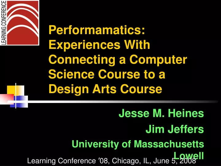 performamatics experiences with connecting a computer science course to a design arts course