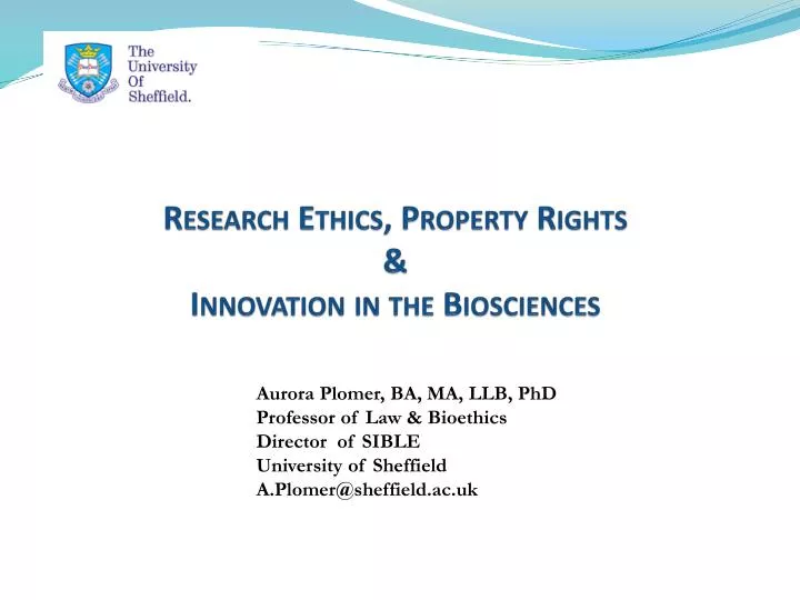 research ethics property rights innovation in the biosciences