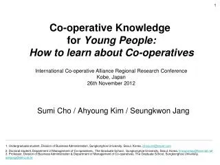 Co-operative Knowledge for Young People : How to learn about Co-operatives