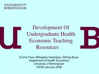 Development Of Undergraduate Health Economic Teaching Resources